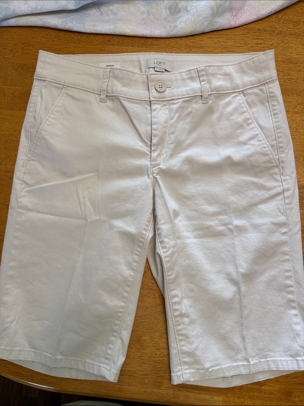 LOFT Cream Bermuda Chino Shorts